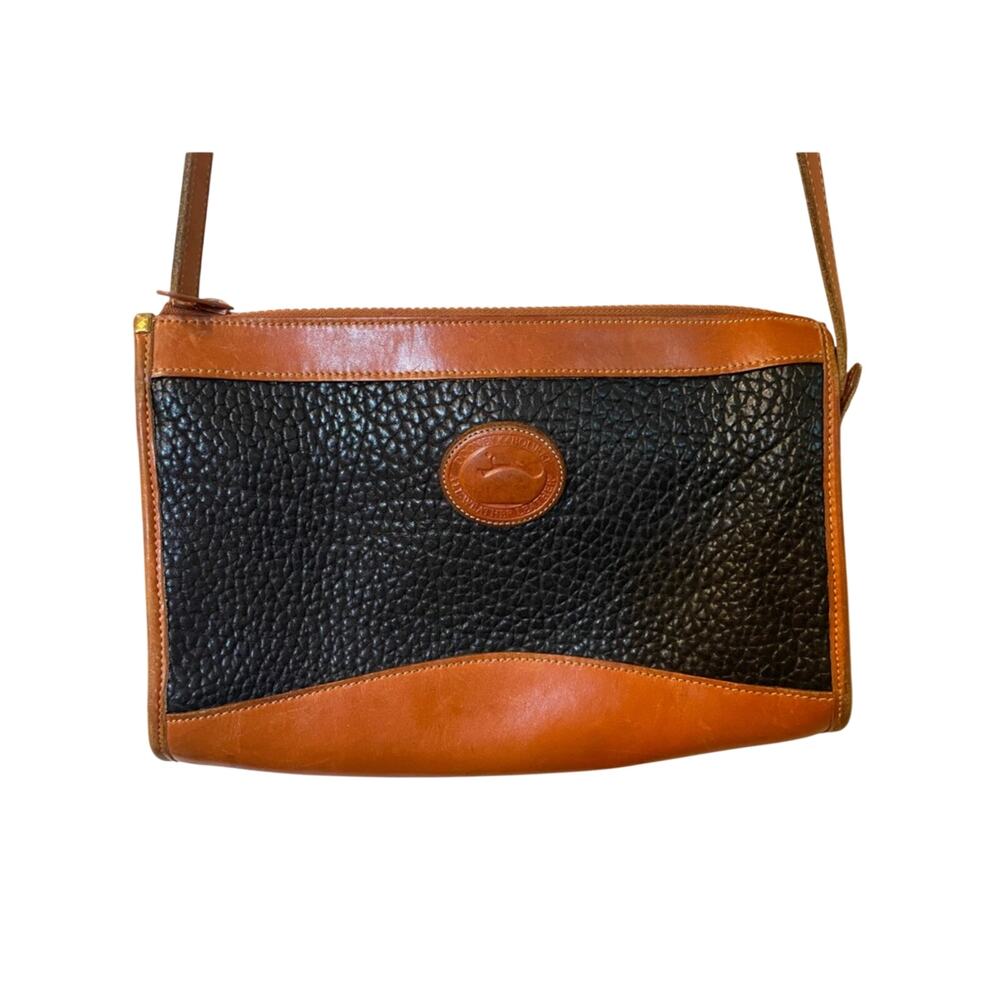 Vintage DOONEY & BOURKE Classic Black Camel Pebble Grain Leather Crossbody Bag